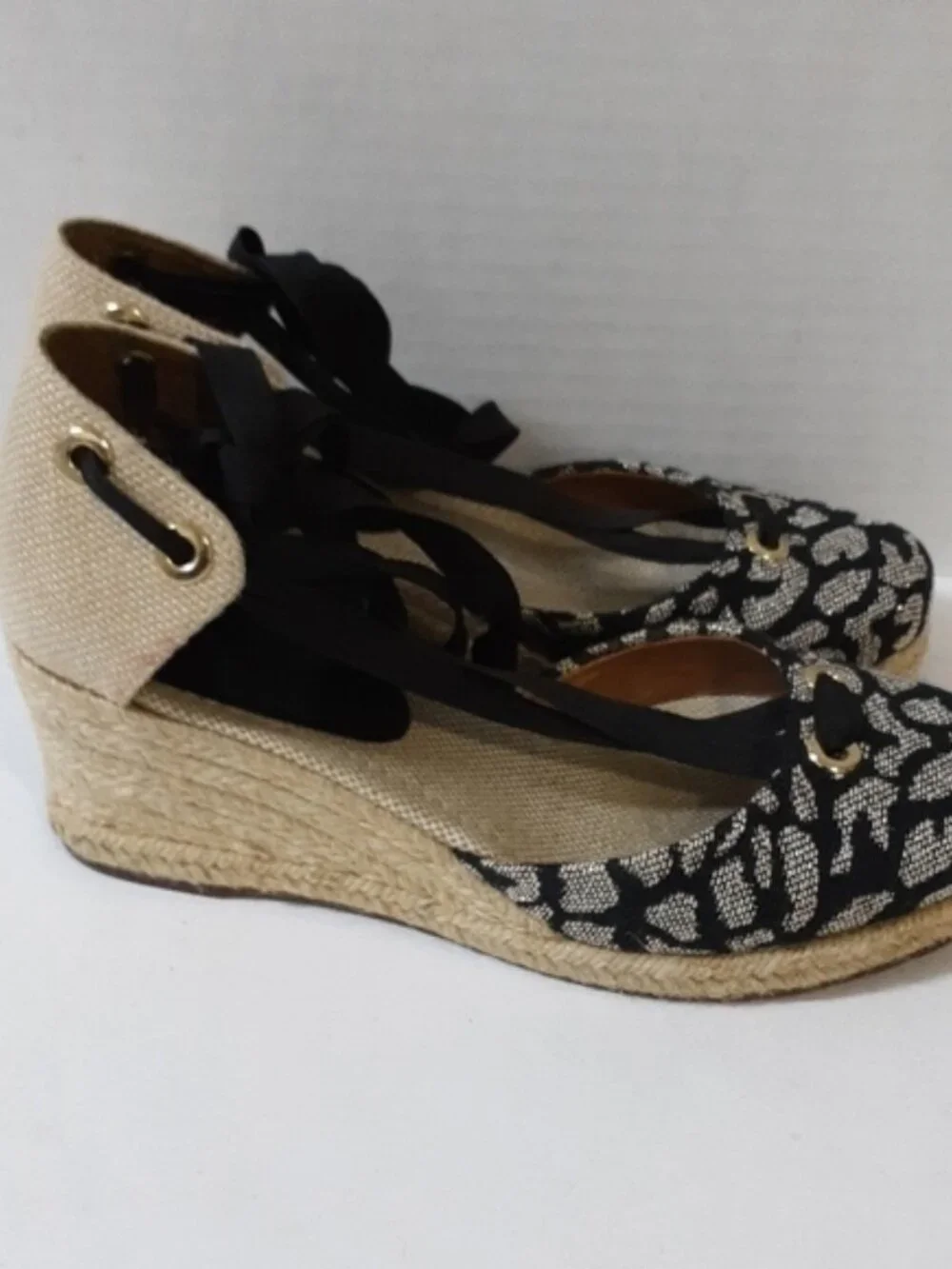Santa Lolla women espadrille 6 animals printed metallic black boho vacation Y2K